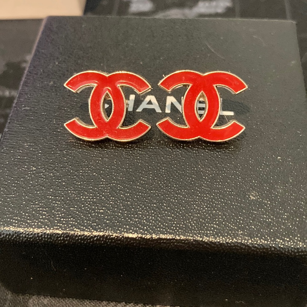 Chanel button earrings